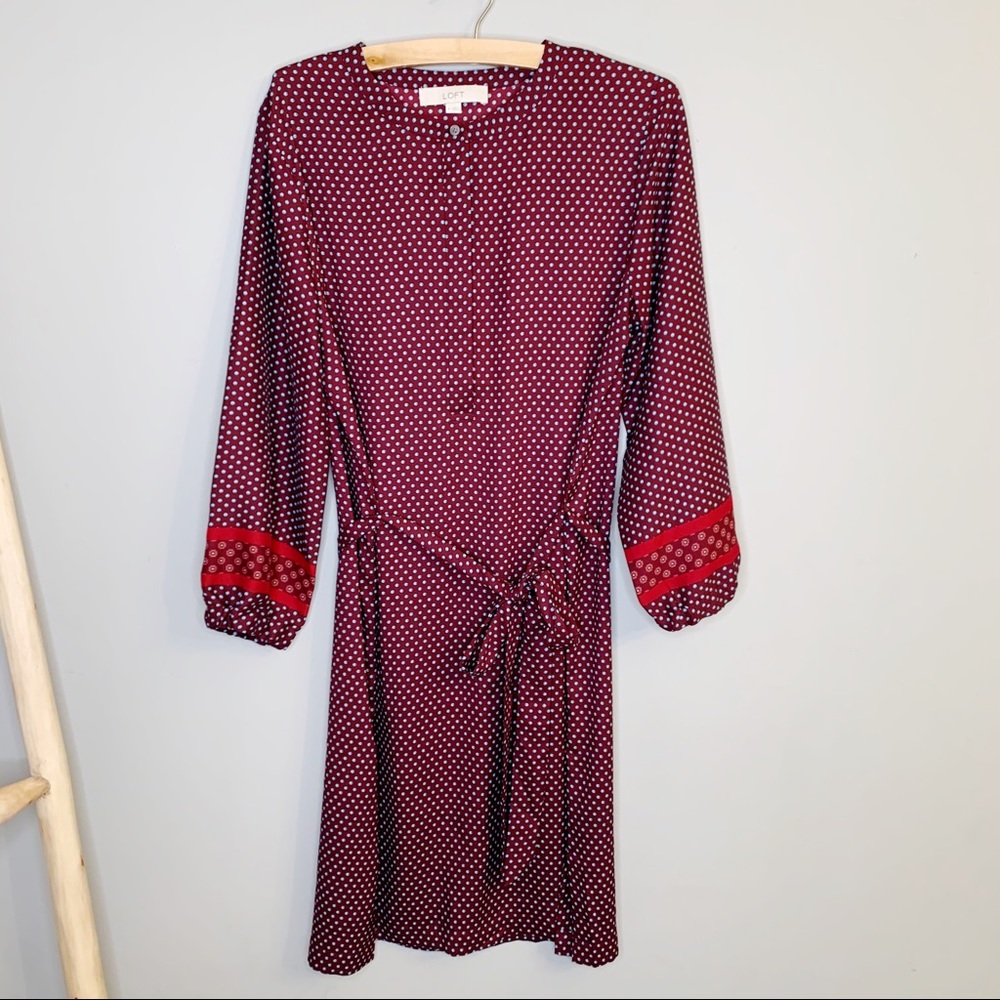 Ann Taylor Loft sheath belted side slit dress M